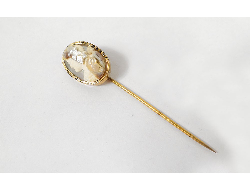 Épingle à Cravate Vintage Camée Romain En Verre - Style Tie Tack - Occasion Ancienne
