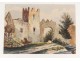 Gouache entry castle ruins landscape landscape painting XIX century