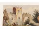 Gouache entry castle ruins landscape landscape painting XIX century
