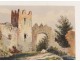 Gouache entry castle ruins landscape landscape painting XIX century
