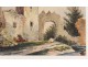 Gouache entry castle ruins landscape landscape painting XIX century