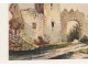 Gouache entry castle ruins landscape landscape painting XIX century
