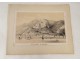 chalk drawing view castle Stolzenfels Rhine Germany chapel nineteenth landscape