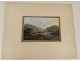 Gouache landscape Germany Rhine characters castle nineteenth century characters