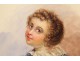 Gouache child portrait dated traditional painting XIX century costume
