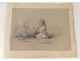 pencil drawing chalk child religious bucolic landscape nineteenth century