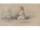 pencil drawing chalk child religious bucolic landscape nineteenth century