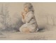 pencil drawing chalk child religious bucolic landscape nineteenth century