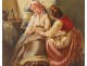 Watercolor scene inside women bedside nineteenth century