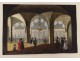 Gouache hall interior reception ballroom scene characters castle nineteenth