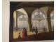 Gouache hall interior reception ballroom scene characters castle nineteenth