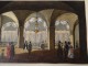 Gouache hall interior reception ballroom scene characters castle nineteenth