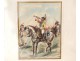 Watercolor portrait 7th cuirassiers horses trumpet battlefield nineteenth