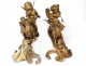 Pair of andirons bronze gilded putti putti dragons rock nineteenth century