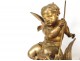 Pair of andirons bronze gilded putti putti dragons rock nineteenth century