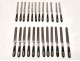 24 knives of ebony and silver monogrammed crowned, 19th