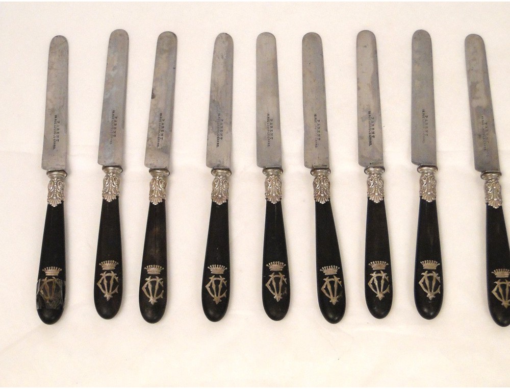 Lot De 3 Grands Couteaux De Table Anciens U Et L Paris - Métal Argenté 24,6 Cm