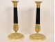 Pair of bronze candlesticks first Empire nineteenth