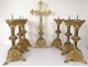 Set of 6 pikes candle and golden brass nineteenth church cross