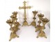Set of 6 pikes candle and golden brass nineteenth church cross