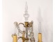 Pair of chandelier pendants golden brass 3 lights