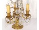 Pair of chandelier pendants golden brass 3 lights