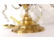 Pair of chandelier pendants golden brass 3 lights