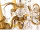 Pair of chandelier pendants golden brass 3 lights