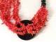 turquoise red coral necklace and contemporary glass beads