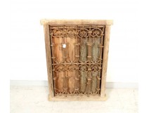 Moroccan wrought iron grille painted wood window Maghreb Morocco Atlas Deco XXth