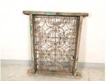Moroccan wrought iron grille painted wood window Maghreb Morocco Atlas Deco XXth