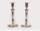 Pair of Louis XVI bronze candlesticks silver eighteenth