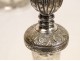 Pair of Louis XVI bronze candlesticks silver eighteenth