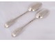 Pair spoons solid silver Farmers General XVIII Vannes Le Clerc