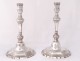 pair solid silver candlesticks Farmers General Vannes Rouzic 18th coat of arms