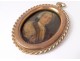 Miniature portrait painted copper att man. Simon Rochard frame bronze XIXth