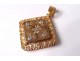 Pendant jewelry solid 18k gold diamond small gold flowers XXth century