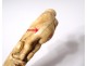 Cane old carved ivory head hunter bird was wood XIXth