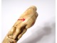 Cane old carved ivory head hunter bird was wood XIXth