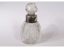 crystal salts bottle carved Baccarat English nineteenth lion sterling silver