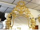 Large mirror gilded wood glazing beads ice garlands Italy Piedmont XVIII