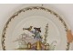 earthenware plate Nevers Chinese character bird bridge eighteenth landscape