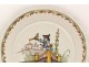 earthenware plate Nevers Chinese character bird bridge eighteenth landscape