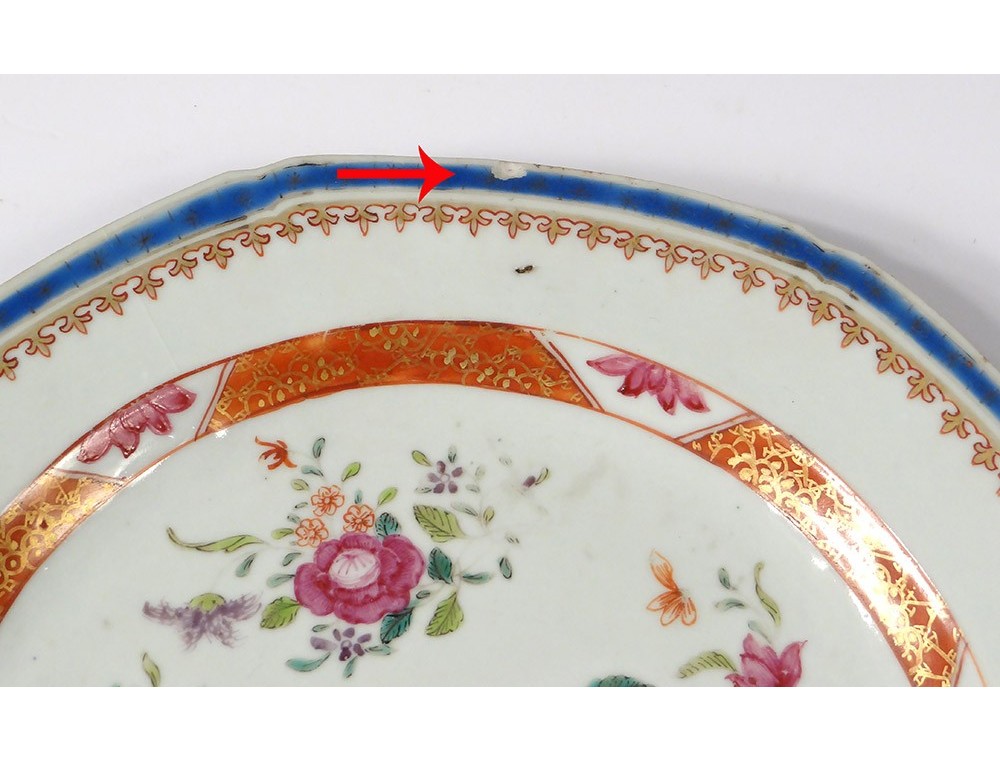 Assiette Ancienne XVIIIe Siècle - Porcelaine Compagnie Des Indes - Famille Rose - Style Louis XVI