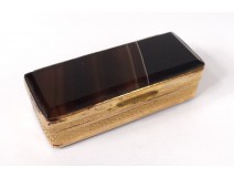 Small pillbox agate gold metal Napoleon III nineteenth century