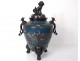 bronze cloisonné censer Japan samurai characters dogs Fo nineteenth