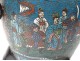 bronze cloisonné censer Japan samurai characters dogs Fo nineteenth