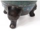 bronze cloisonné censer Japan samurai characters dogs Fo nineteenth