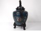 bronze cloisonné censer Japan samurai characters dogs Fo nineteenth