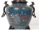 bronze cloisonné censer Japan samurai characters dogs Fo nineteenth